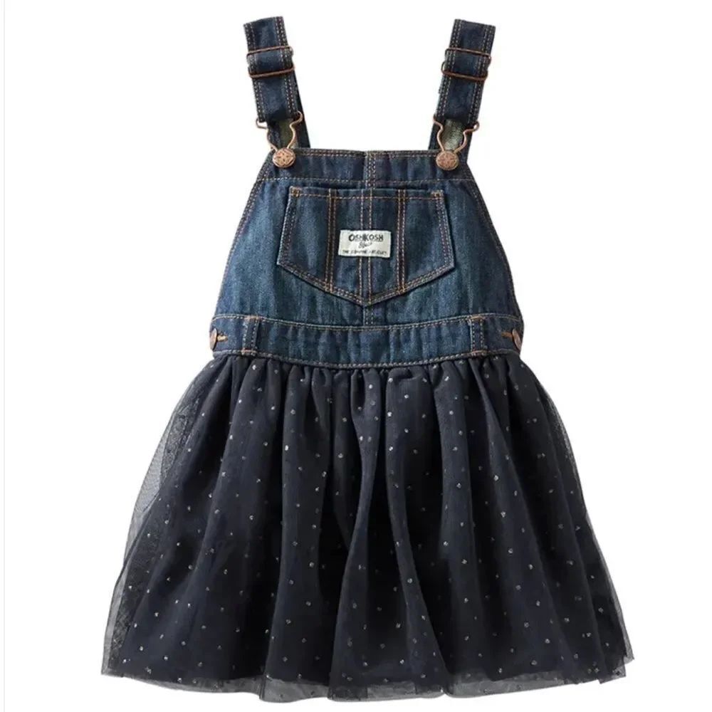 OshKosh B’Gosh Denim band tulle overall tulle dress size 3T